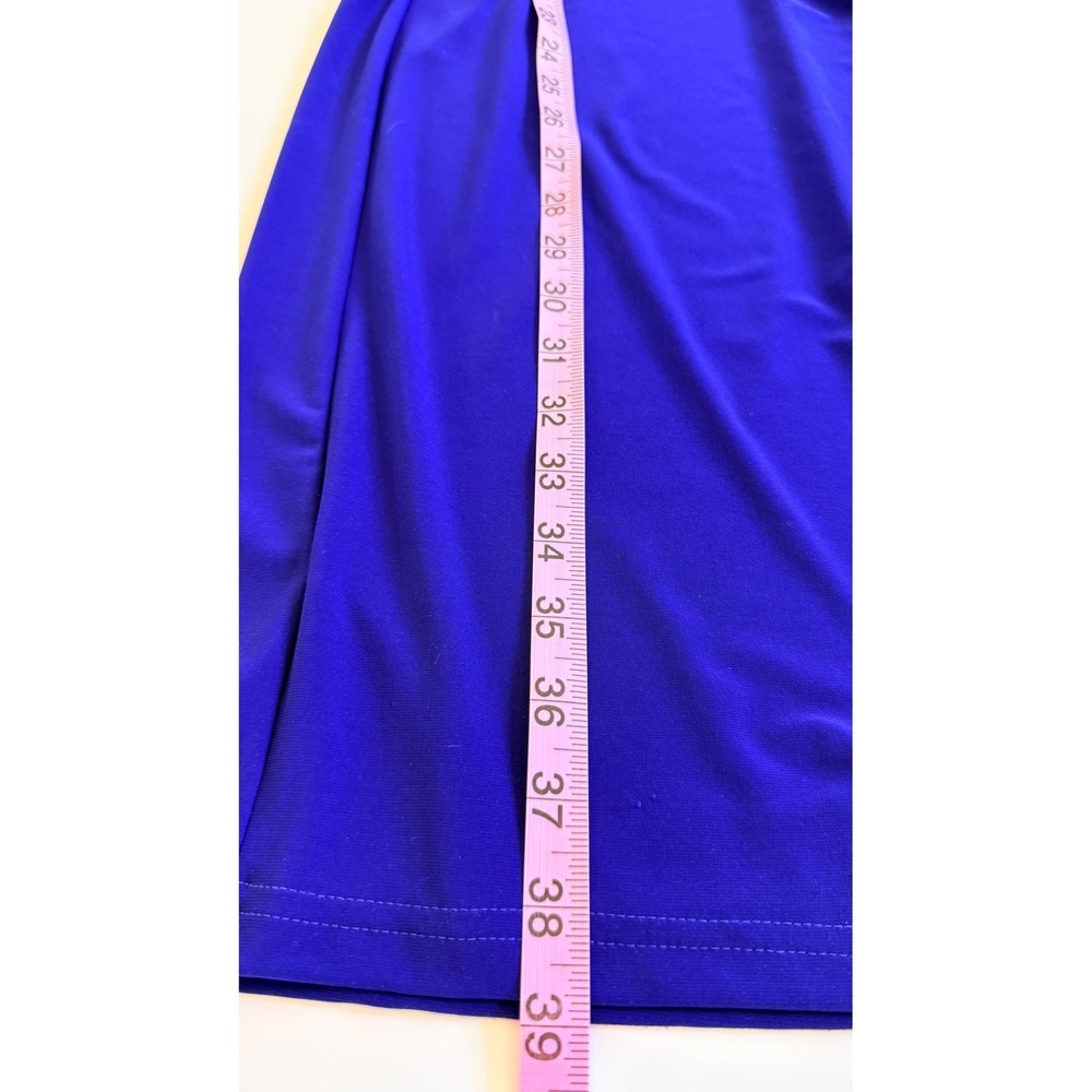 Lauren Ralph Lauren Royal Blue Cocktail Ruched V-Neck Sheath Dress Size 12 - Picture 9 of 10